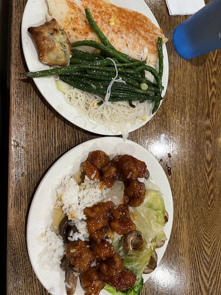 General TSO's Chicken Steamed Fish and Asparagus
